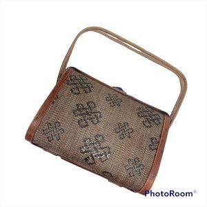 Vintage Wicker Rattan Wooden Handbag